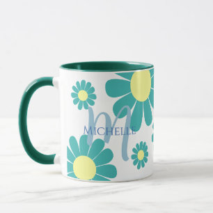 Daisy Blauwgroen Monogram Mok