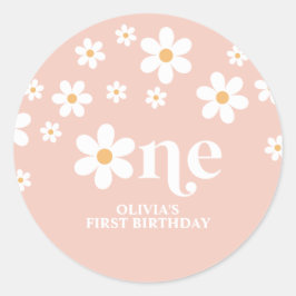 Daisy bloem 1e verjaardag ronde sticker