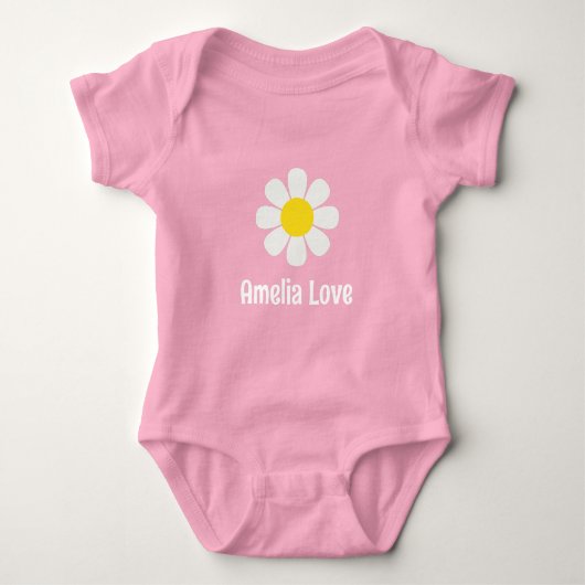 Daisy bloem aangepaste naam gepersonaliseerde baby romper (Voorkant)
