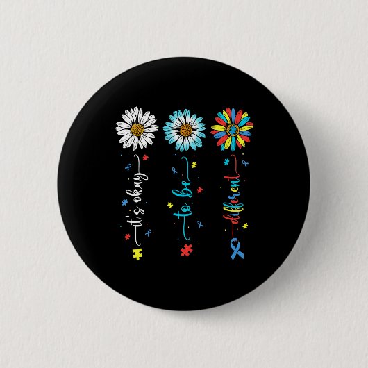 Daisy Bloem Autisme Bewustzijn Het Is Ok Om Anders Ronde Button 5,7 Cm (Voorkant)