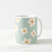 Daisy bloem bloemengroen patroon pastel kleuren koffiemok (Voorkant rechts)