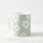 Daisy bloem bloemengroen patroon pastel kleuren koffiemok (Voorkant links)