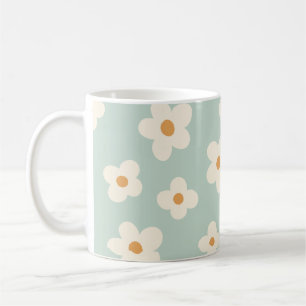 Daisy bloem bloemengroen patroon pastel kleuren koffiemok