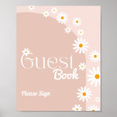 Daisy bloem Boho Girl baby shower gast boek Poster (Voorkant)