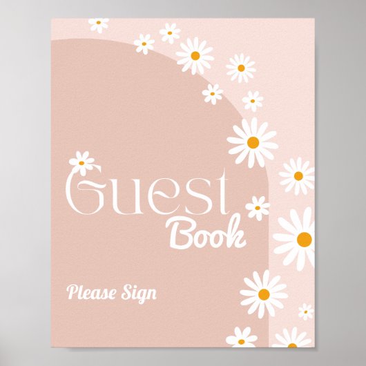 Daisy bloem Boho Girl baby shower gast boek Poster (Voorkant)