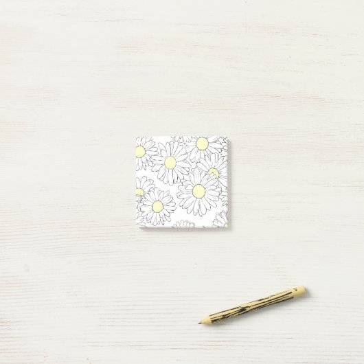 Daisy bloem geel Post-It notes (Op bureau)