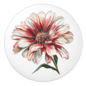 Daisy bloem in rood wit keramische knop (Voorkant)