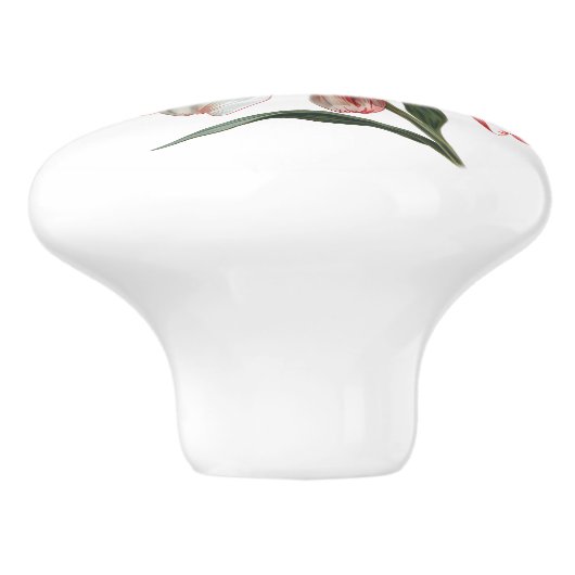 Daisy bloem in rood wit keramische knop (Zijkant)