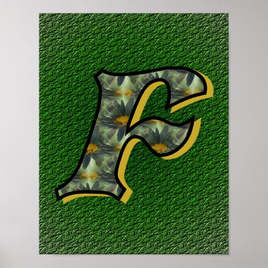 Daisy Bloem Kunst Monogram Eerste Letter F  Poster (Voorkant)