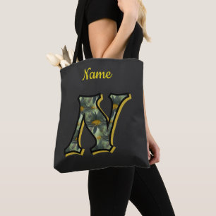 Daisy Bloem Kunst Monogram Initiaal N Gepersonalis Tote Bag