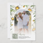 Daisy Bloem Mason Jar Foto QR Code Bruidsfeest Kaart (Achterkant)