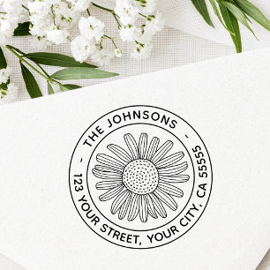 Daisy bloem modern bloemendecor terugzendadres zelfinktende stempel