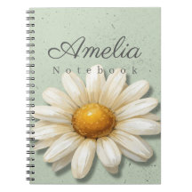Daisy Bloem Notebook Naam | Salie Groene Journal