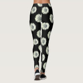 Daisy Bloem Patroon Leuk Girly Trendy Wit Zwart Leggings (Achterkant)