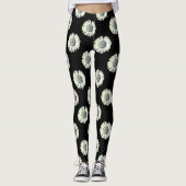 Daisy Bloem Patroon Leuk Girly Trendy Wit Zwart Leggings (Voorkant)