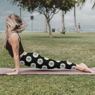 Daisy Bloem Patroon Leuk Girly Trendy Wit Zwart Leggings