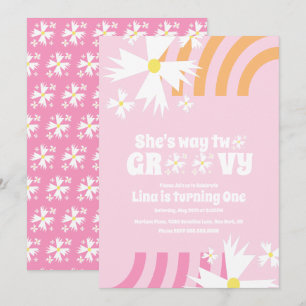 Daisy Bloem Retro Way Two Groovy Verjaardag Roze