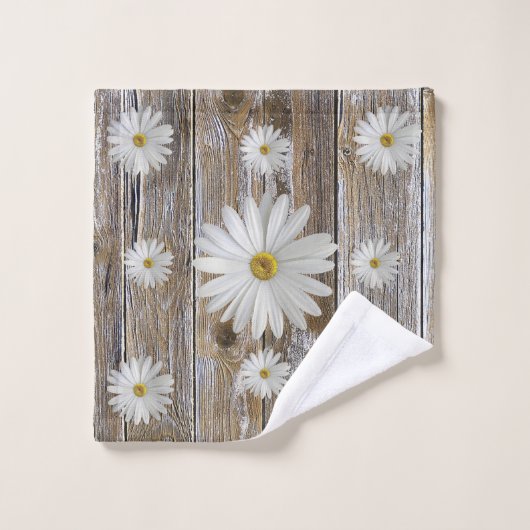 Daisy Bloem Rustieke Schuur Board Badhanddoek Set Bad Handdoek (Wasdoekje)
