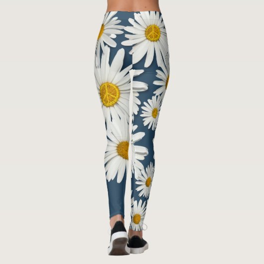 Daisy Bloem van Innerlijke Vrede Symbool Hippie Leggings (Achterkant)