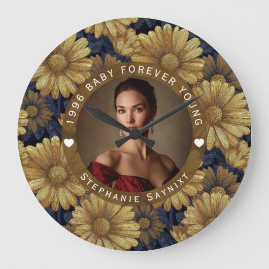 Daisy Bloem Vijftig Verjaardag Custom Grote Klok (Voorkant)