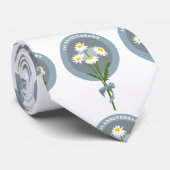 Daisy bloemen 1e bruiloft/verloving verjaardag stropdas (Opgerold)