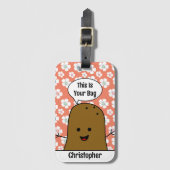 Daisy bloemen, bruine aardappel, uw tas, Custom Bagagelabel (Voorkant (verticaal))