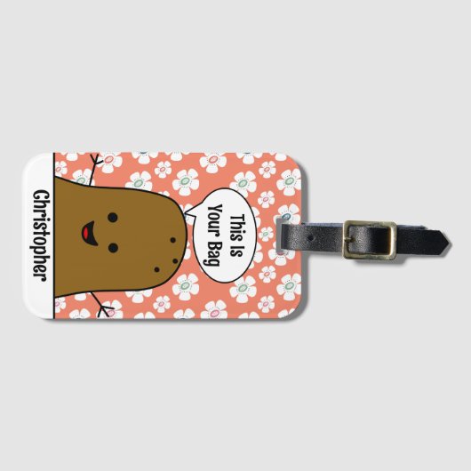 Daisy bloemen, bruine aardappel, uw tas, Custom Bagagelabel (Voorkant (horizontaal))