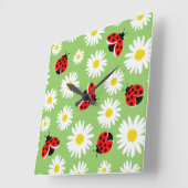Daisy bloemen en ladyvogels vierkante klok (Hoek)