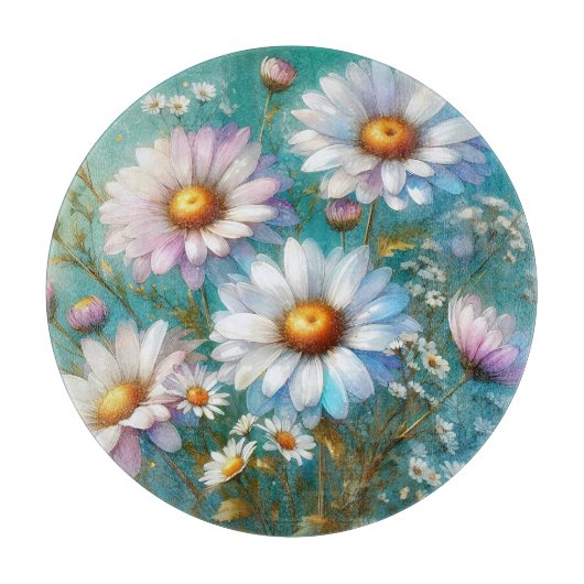 Daisy Bloemen Glas Snijplank (Voorkant)