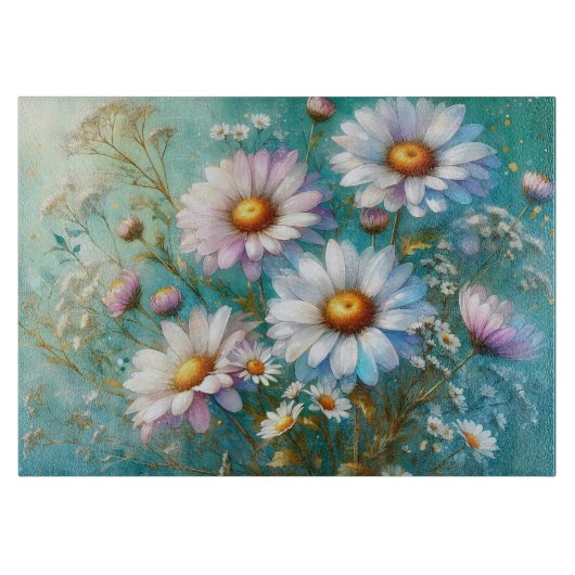 Daisy Bloemen Glas Snijplank (Voorkant)