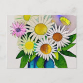 Daisy bloemen in vaas briefkaart (Voorkant)