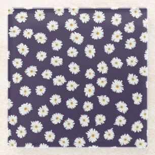 Daisy bloemen: klein, naadloos patroon. glazen onderzetter