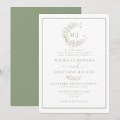 Daisy Bloemen Krans Formeel Elegant Script Trouwen Kaart (Voorkant / Achterkant)
