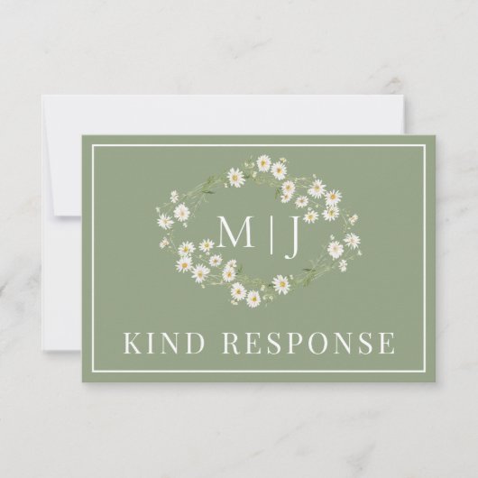 Daisy Bloemen Krans Formele bruiloft RSVP Kaart (Voorkant)