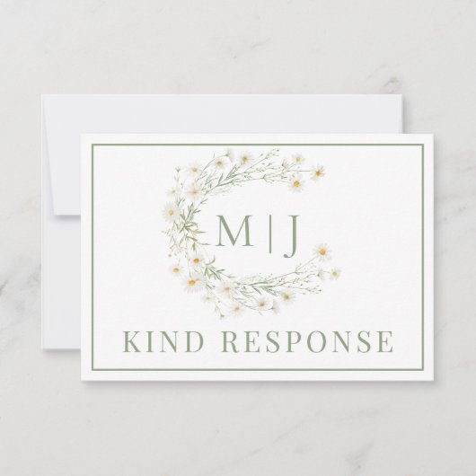 Daisy Bloemen Krans Formele bruiloft RSVP Kaart (Voorkant)