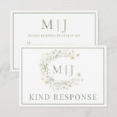 Daisy Bloemen Krans Formele bruiloft RSVP Kaart (Voorkant / Achterkant)