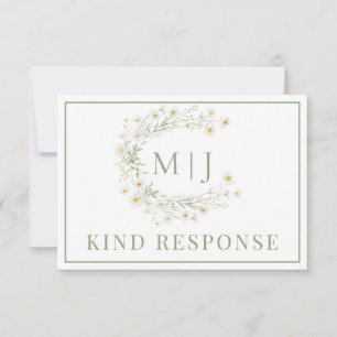 Daisy Bloemen Krans Formele bruiloft RSVP Kaart