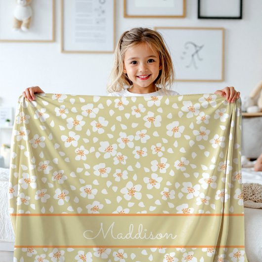 Daisy Bloemen Meisjes Aangepaste Naam Fleece Deken