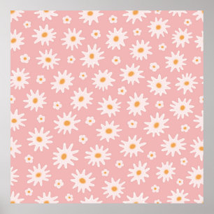 Daisy bloemen naadloos. Floral backaarda Poster