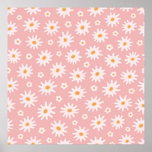 Daisy bloemen naadloos. Floral backaarda Poster (Voorkant)