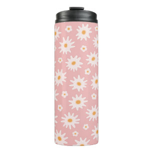 Daisy bloemen naadloos. Floral backaarda Thermosbeker