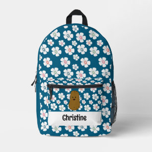 Daisy Bloemen Oceaanblauw Bruine Aardappel Custom Bedrukte Rugzak