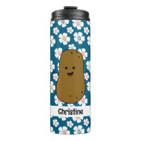 Daisy Bloemen Oceaanblauw Bruine Aardappel Custom 