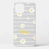 Daisy Bloemen Patroon Grijs Gestreept Gepersonalis Case-Mate iPhone Case (Achterkant)