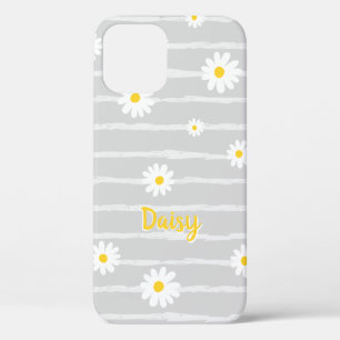 Daisy Bloemen Patroon Grijs Gestreept Gepersonalis Case-Mate iPhone Case