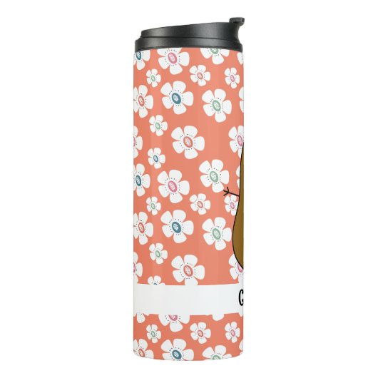 Daisy Bloemen Zalm Roze Bruine Aardappel Custom Thermosbeker (Gedraaid links)