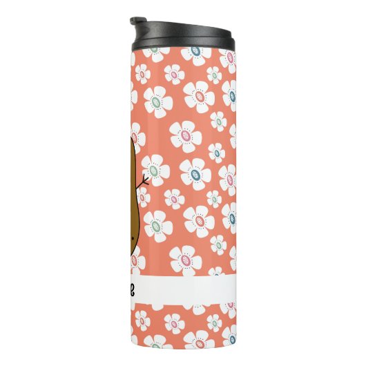 Daisy Bloemen Zalm Roze Bruine Aardappel Custom Thermosbeker (Geroteerd rechts)