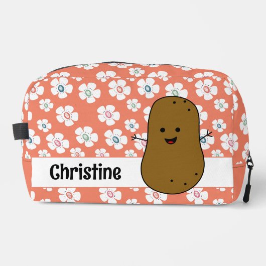 Daisy Bloemen Zalm Roze Bruine Aardappel Custom Toilettasje (Voorkant)