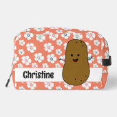 Daisy Bloemen Zalm Roze Bruine Aardappel Custom Toilettasje (Achterkant)