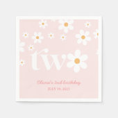 Daisy bloemenfeest 2e verjaardag servet (Voorkant)